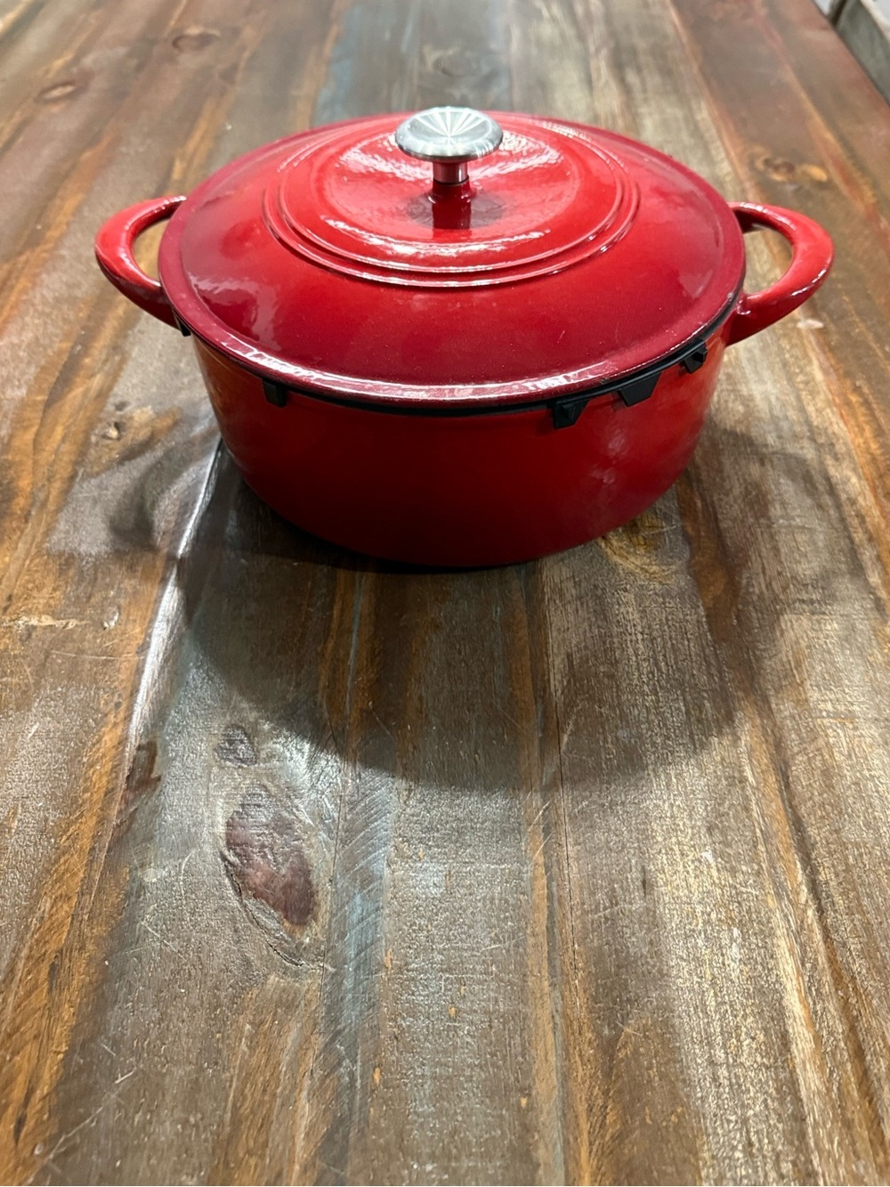 Tramontina 7 Qt Red Enameled Cast Iron Dutch Oven Pot w Lid EUC